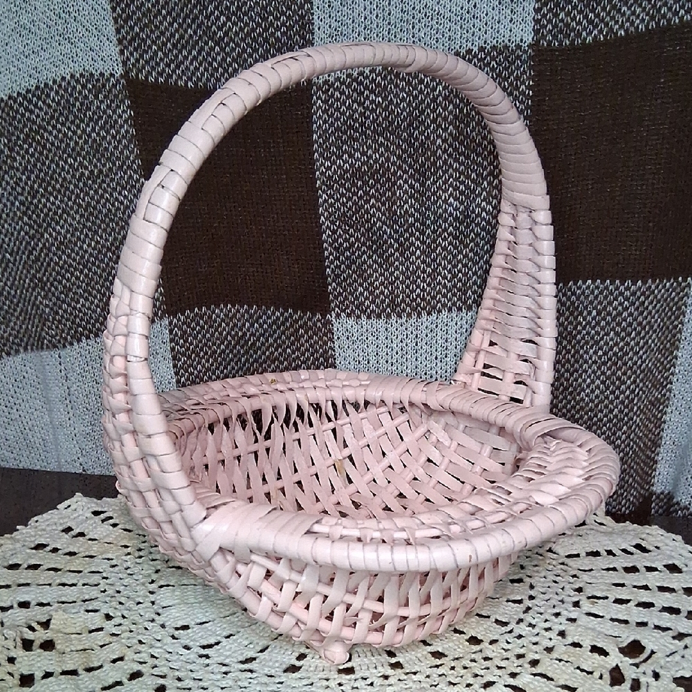 Vintage Pink Easter Basket with Handle